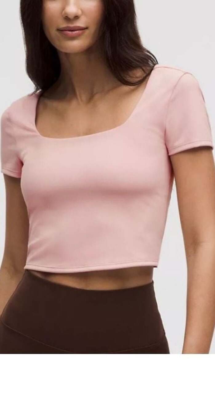 Lululemon Align T-Shirt Cropped Nulu Yoga Tee in Pink Clay 10